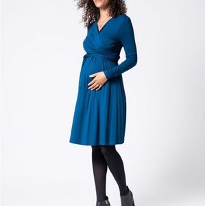 NWT Seraphine Teal Blue Maternity & Nursing Dress